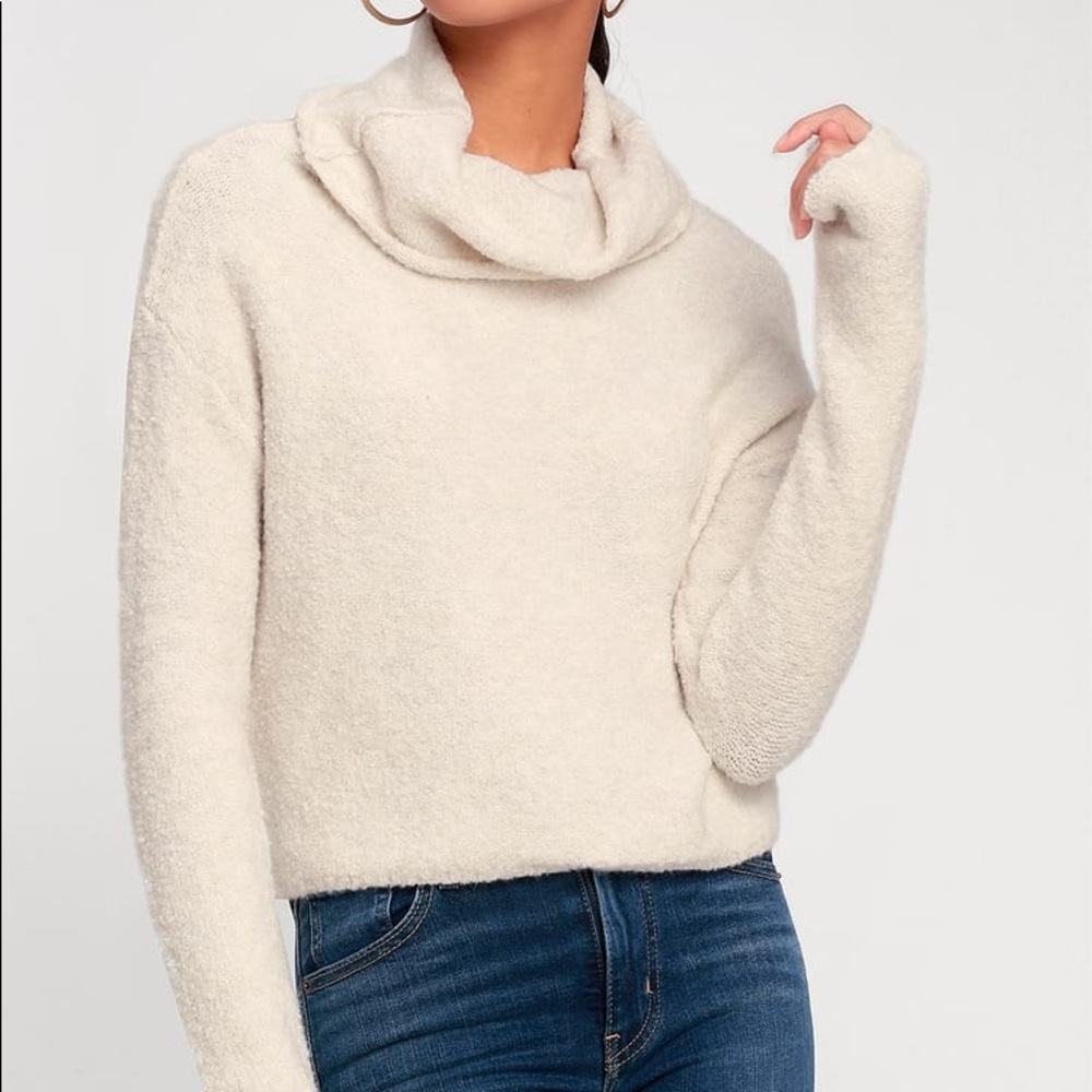 Free People Stormy creamy cowl neck sweater